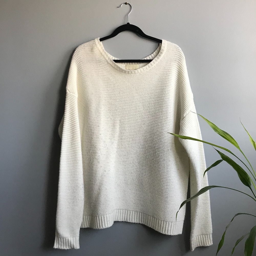 Forever 21 Oversized White Knit Sweater